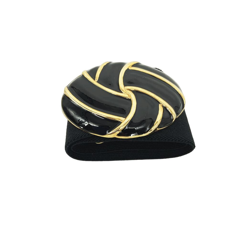 Vintage Day-Lor Belt Enamel Swirled Black and Gold Buckle